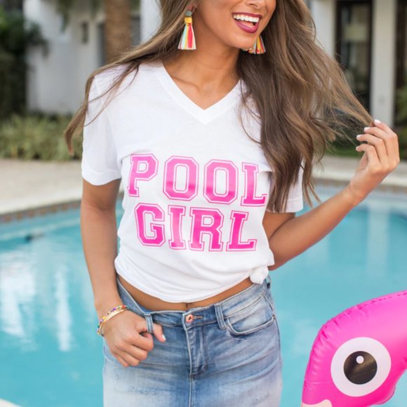 SALE Pool Girl Graphic Flowy Tee Holographic - Picture 3 of 3